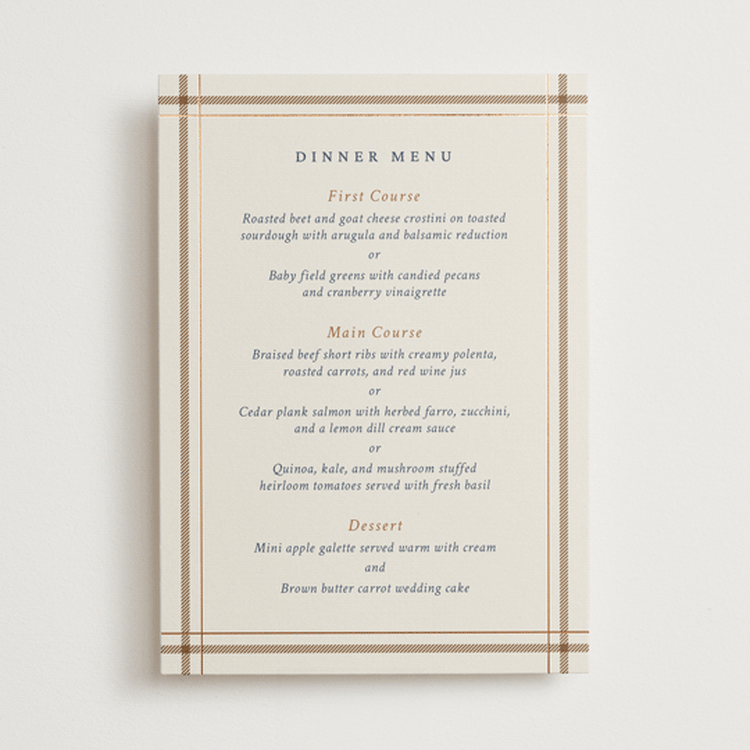 "Equestrian" - Foil-Pressed Menus in Midnight by Sam Dubeau - Front