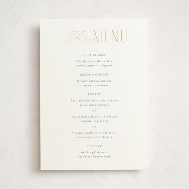 "Monatuk" - Foil-Pressed Menus in Fog by Ashlee Townsend - Front