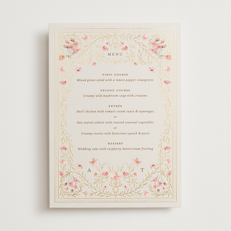 "Victorian" - Foil-Pressed Menus in Versailles by Claudia Orengo - Front