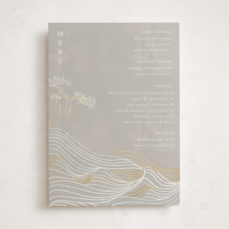 "Asahi" - Foil-Pressed Menus in Ash by Jelena Vuletic - Front