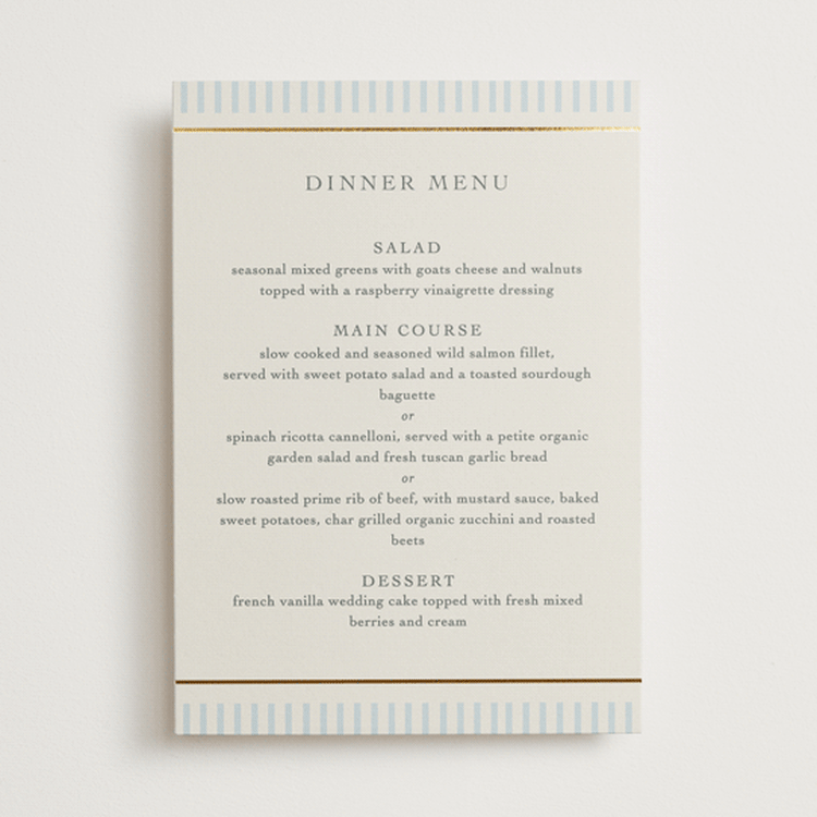 "Emma" - Foil-Pressed Menus in Provincial by Angela Thompson - Front