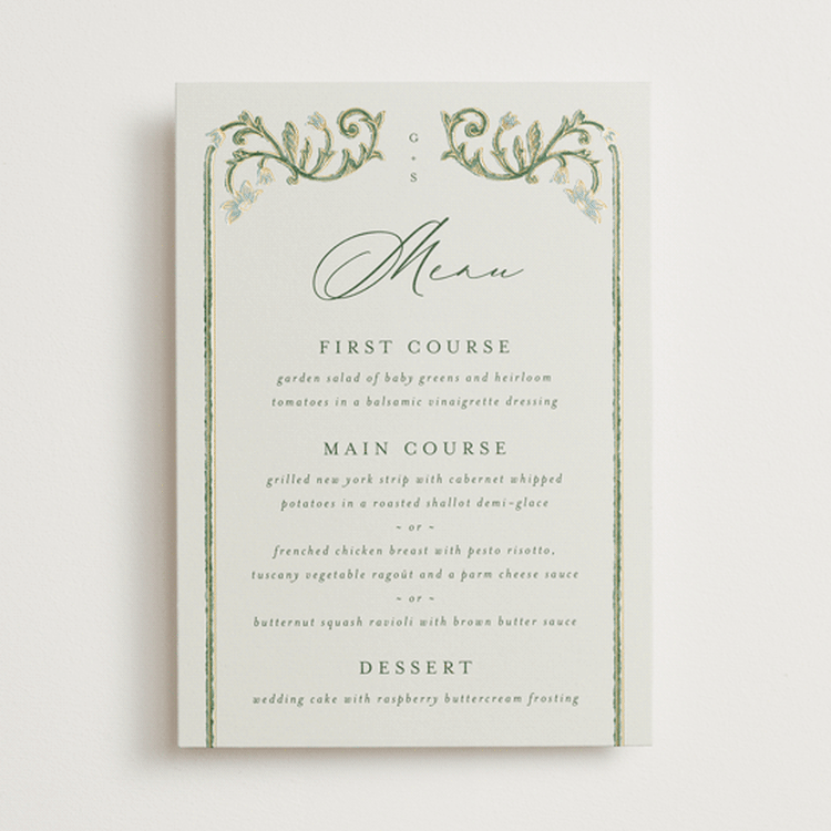 "grandeur" - Foil-Pressed Menus in Bluebell by Jen Owens - Front