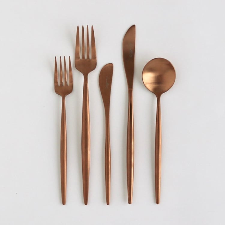 "LUNA FLATWARE // 5 PIECE SET IN BRUSHED ROSE GOLD" - Flatware Sets in pink by borrowed BLU