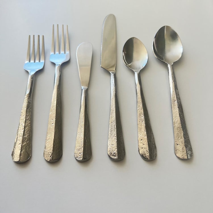 "FORGED FLATWARE // 6 PIECE SET IN SILVER" - Flatware Sets in white by borrowed BLU