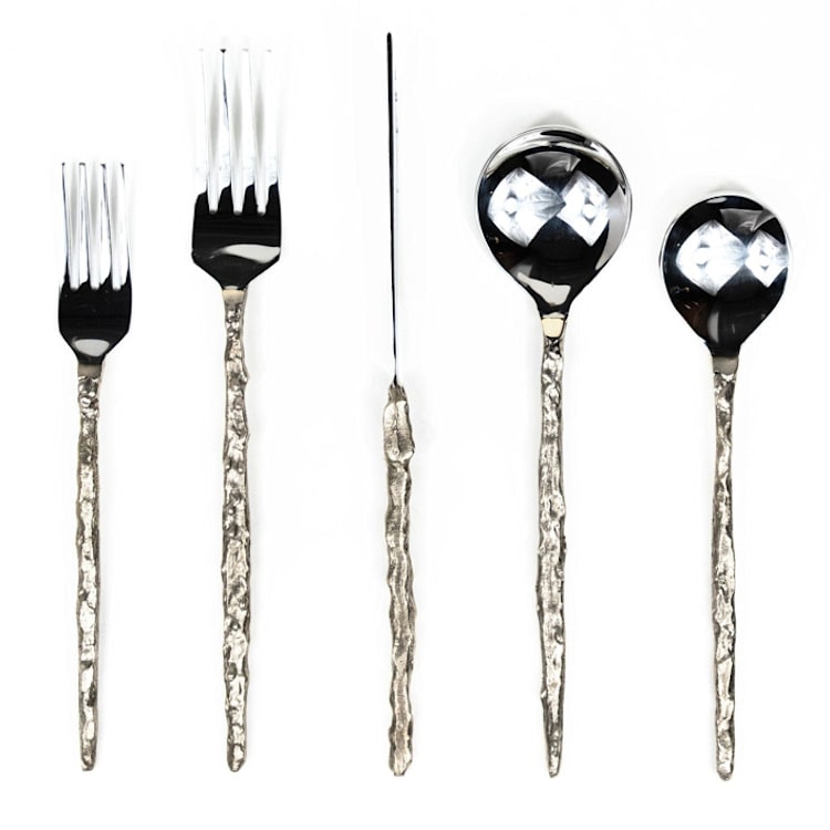 "Sand Drip Flatware Set- Brass + Stainless Steel" - Flatware Sets in brass by Shelton Metal