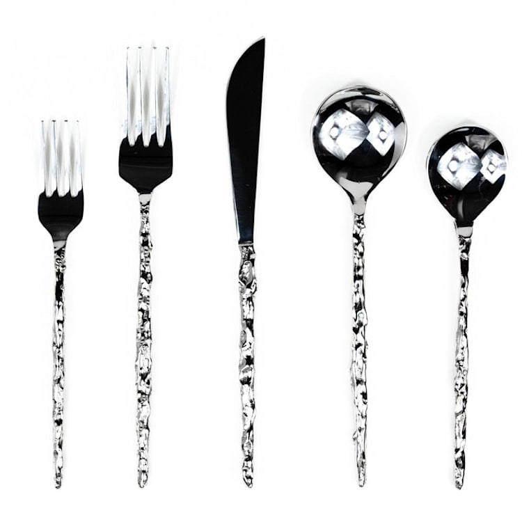 "Sand Drip Flatware Set- Stainless Steel" - Flatware Sets in silver by Shelton Metal