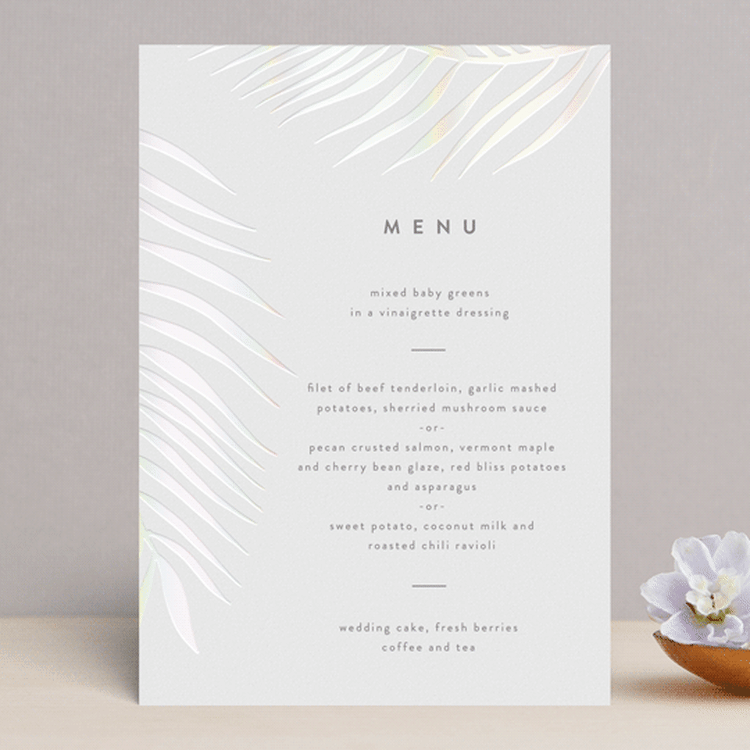 "Palm Vibes" - Gloss-Press® Menus in Porcelain by Pixel and Hank - Front