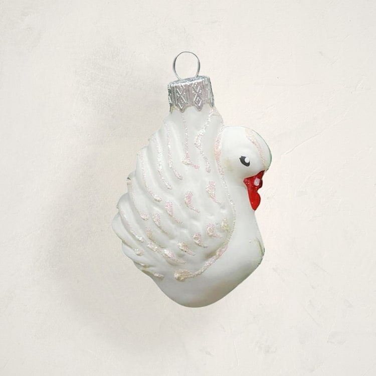 "White Swan Glass Ornament by Glass By Iness" - Ornaments in Cream by Minted - Front