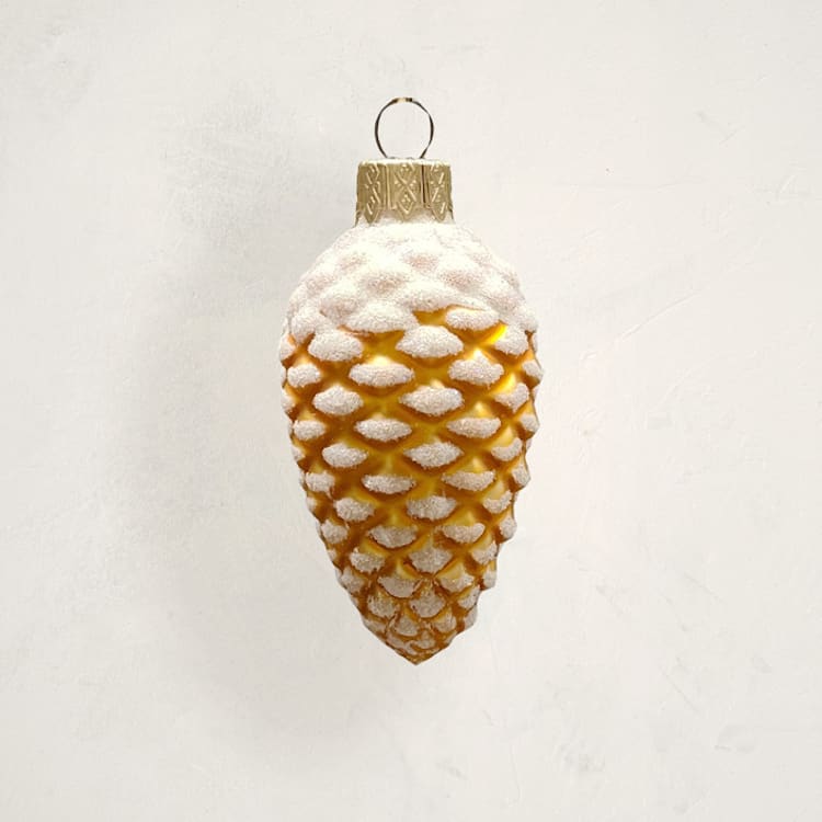 Gold Pinecone Glass Ornament by Minted