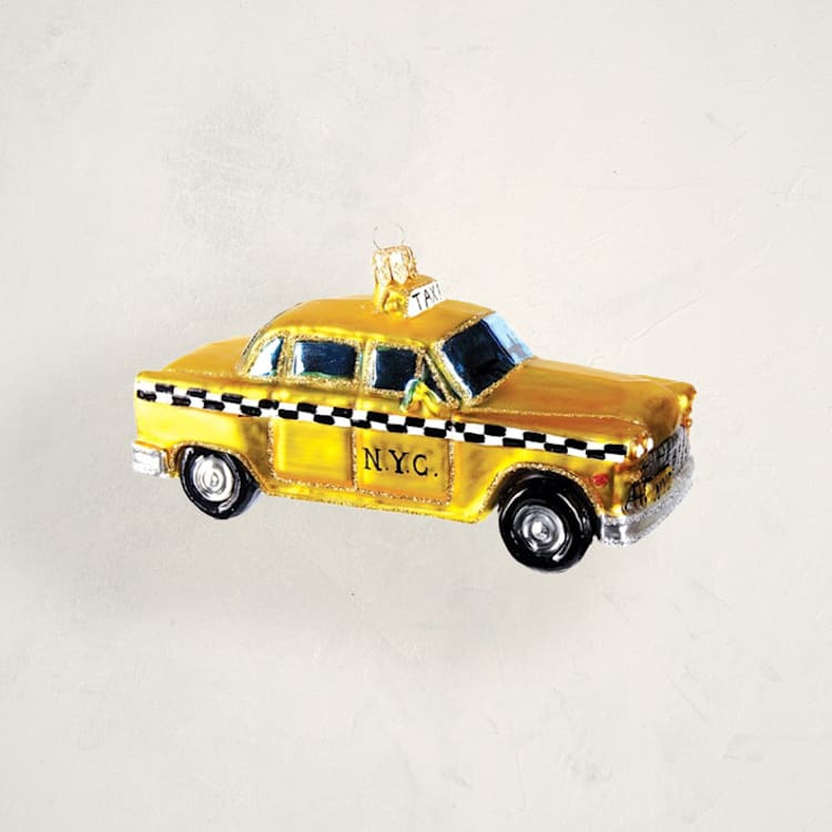 Taxi Cab Glass Ornament by Minted