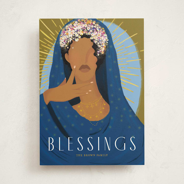 "Blessed" - Minted x The Met Holiday Cards in Olive by Marabou Design - Front