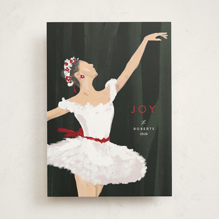 "Joyful Ballerina" - Minted x The Met Holiday Cards in Scarlet by Robin Ott - Front