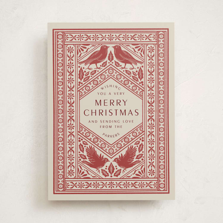 "Patterned Birds" - Minted x The Met Holiday Cards in Holly by Katharine Watson - Front