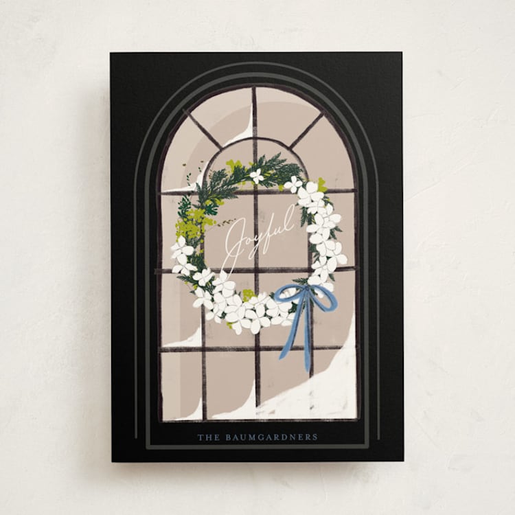 "Dogwood Stained Glass" - Minted x The Met Holiday Cards in Coal by Baumbirdy - Front