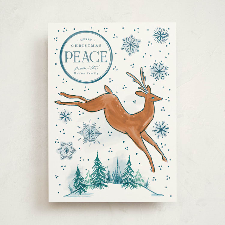 "Lighthearted Deer" - Minted x The Met Holiday Cards in Snow by Everett Paper Goods - Front