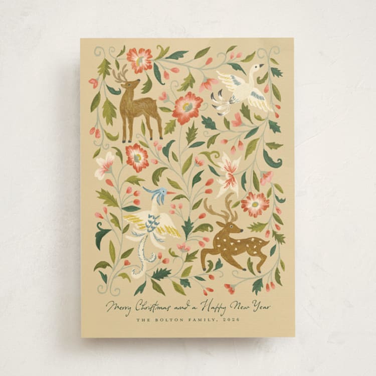 "Ancient Textile" - Minted x The Met Holiday Cards in Latte by Petra Kern - Front