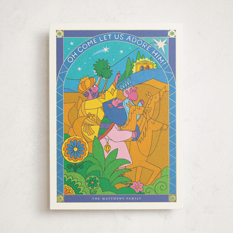 "A Starlit Journey" - Minted x The Met Holiday Cards in Azure by Morgan Ramberg - Front