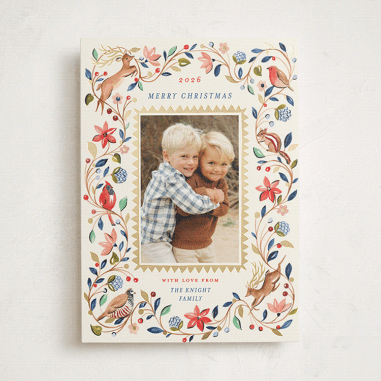 "palampore woodland" - Minted x The Met Holiday Cards in Poinsettia by Sarah Knight - Front
