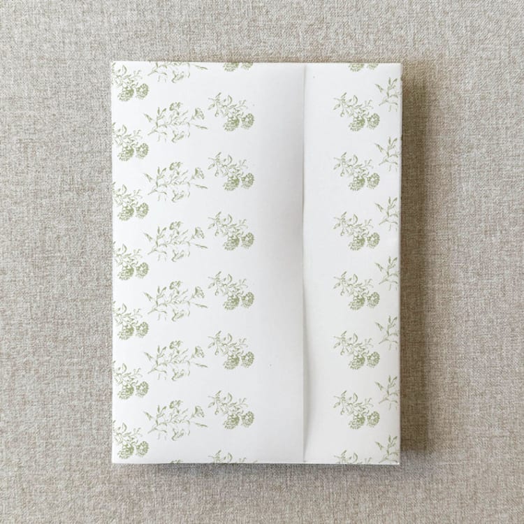 "Sage Green Floral Vellum Jacket for Wedding Invitations | A7 | Set of 10" - Invitation Jackets and Overlays in green by Cotton and Bow