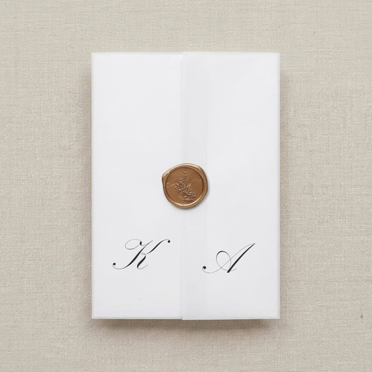 "Personalized Vellum Jacket with Elegant Initials (Set of 10)" - Invitation Jackets and Overlays in clear by Caroline Russo