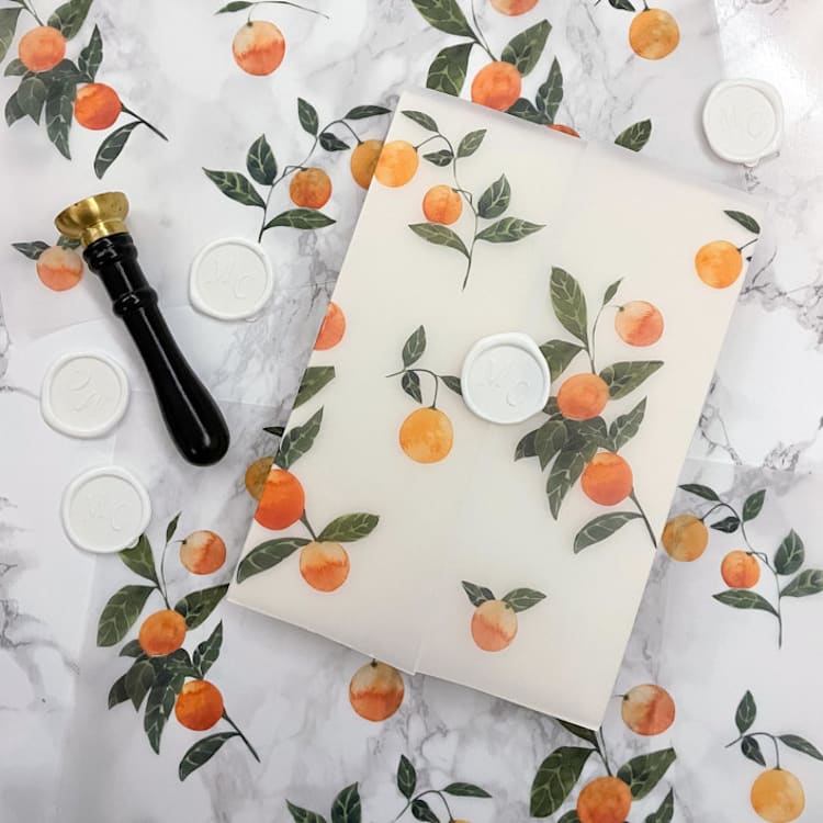 "Orange Vellum Wrap (10 Pack)" - Invitation Jackets and Overlays in orange by Carley Zuercher