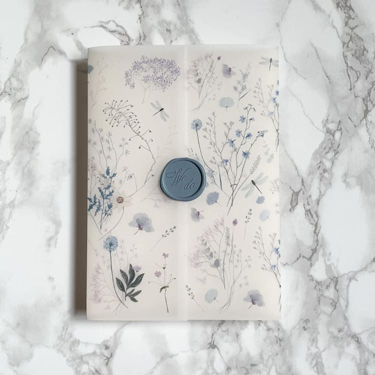 "Blue Wildflower Vellum Jacket for Wedding Invitations (10 Pack)" - Invitation Jackets and Overlays in clear by Carley Zuercher