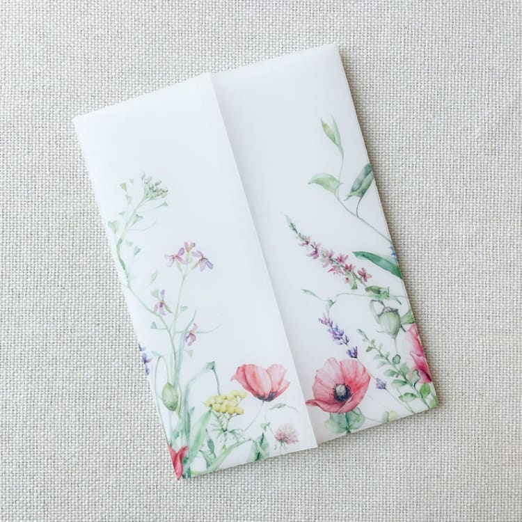 "Meadow Flora Vellum Jackets | Set of 10" - Invitation Jackets and Overlays in multicolor by Megan Tendler