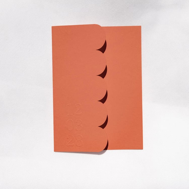"Bright Coral Textured, Scalloped, Embossed Invitation Jacket, Qty 10" - Invitation Jackets and Overlays in orange by The Savage Label