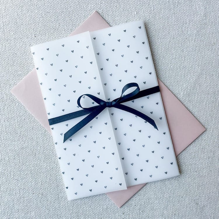 "Mini Watercolor Hearts Vellum Jackets | Set of 10" - Invitation Jackets and Overlays in multicolorassorted-colors by Megan Tendler