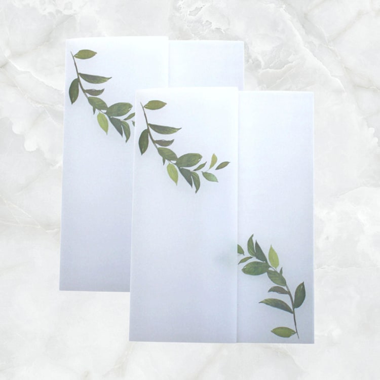 "Forest Greenery Vellum Jacket (Set of 10)" - Invitation Jackets and Overlays in green by Caroline Russo