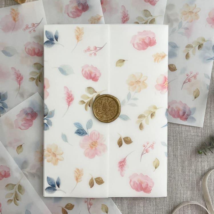 "Colorful watercolor florals vellum wrap for invitations | Set of 10" - Invitation Jackets and Overlays in multicolorassorted-colors by Orchid Studio