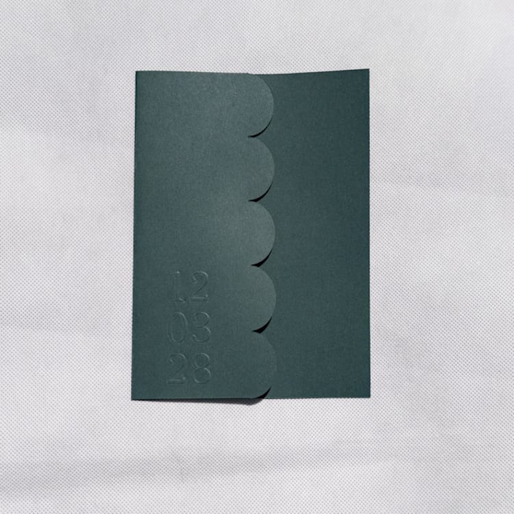 "Evergreen Scalloped, Embossed Invitation Jacket, Qty 10" - Invitation Jackets and Overlays in green by The Savage Label