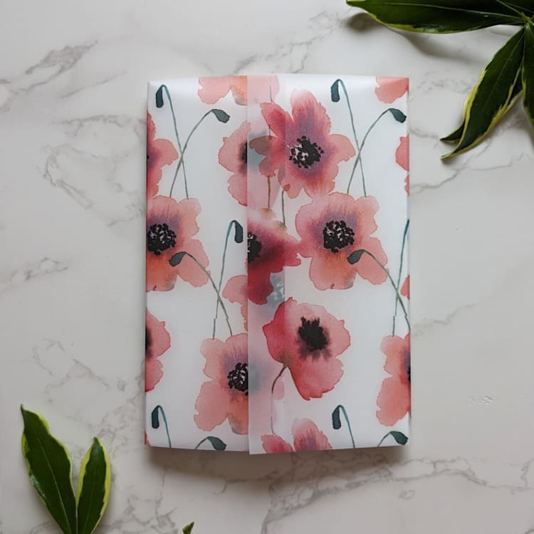 "Poppies Watercolor Vellum Wrap | Set of 10" - Invitation Jackets and Overlays in red by Campofiore Paper Studio