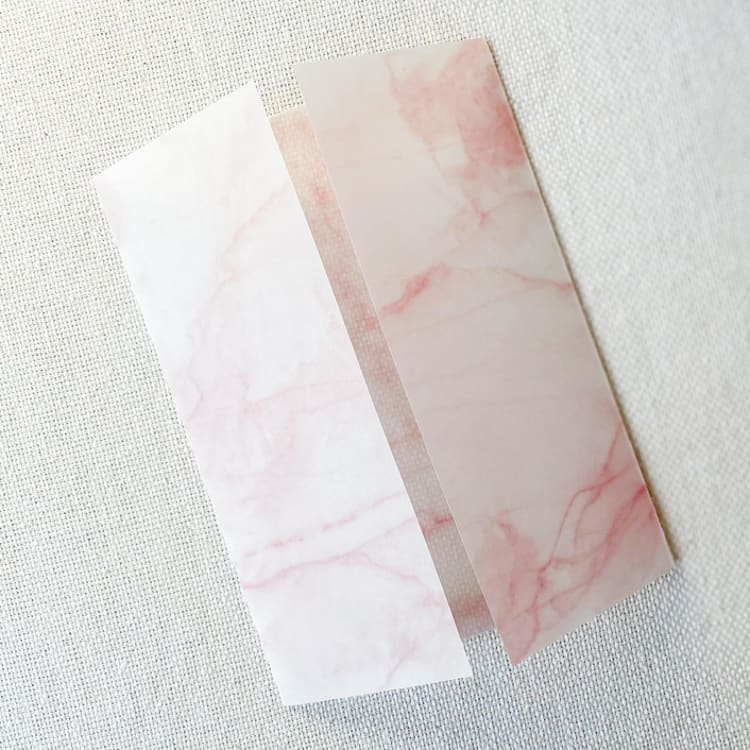 "Blush Marble Vellum Jacket | Set of 10" - Invitation Jackets and Overlays in pink by Megan Tendler