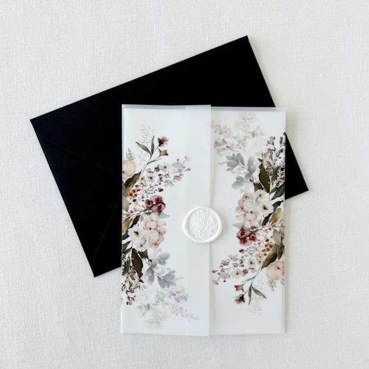 "Elegant Floral Vellum Jacket For Wedding Invitation (10 Pack)" - Invitation Jackets and Overlays in multicolorassorted-colors by Eva Friesen