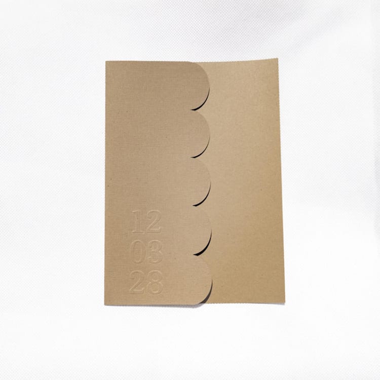 "Taupe Textured, Scalloped, Embossed Invitation Jacket, Qty 10" - Invitation Jackets and Overlays in natural by The Savage Label