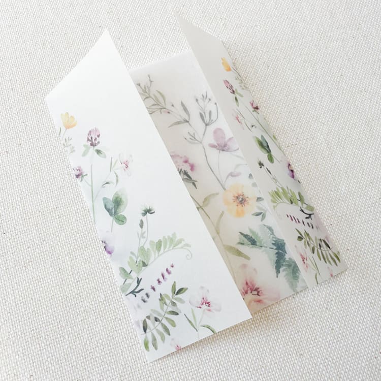 "Dainty Flora Vellum Wraps | Set of 10" - Invitation Jackets and Overlays in multicolor by Megan Tendler