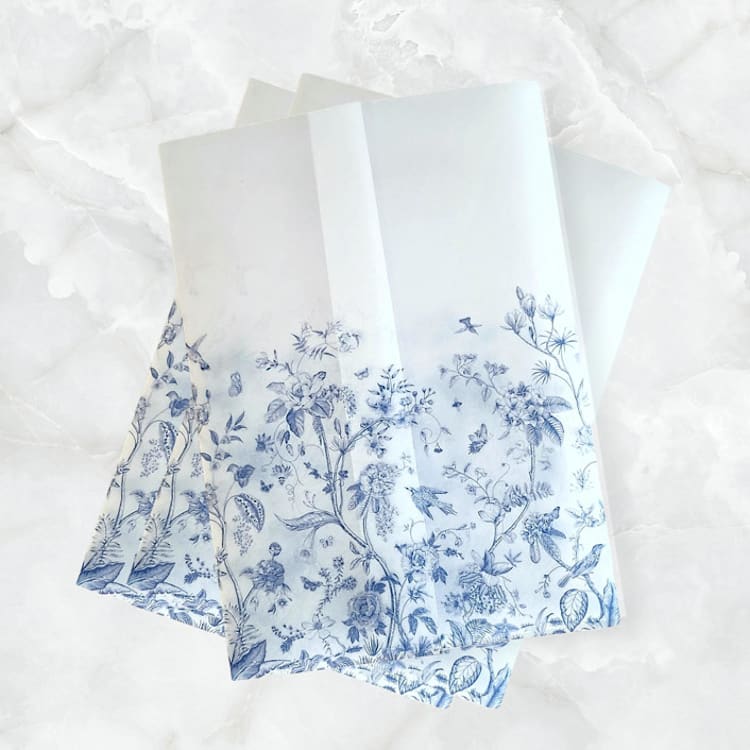 "French Blue Toile Vellum Jacket (Set of 10)" - Invitation Jackets and Overlays in blue by Caroline Russo