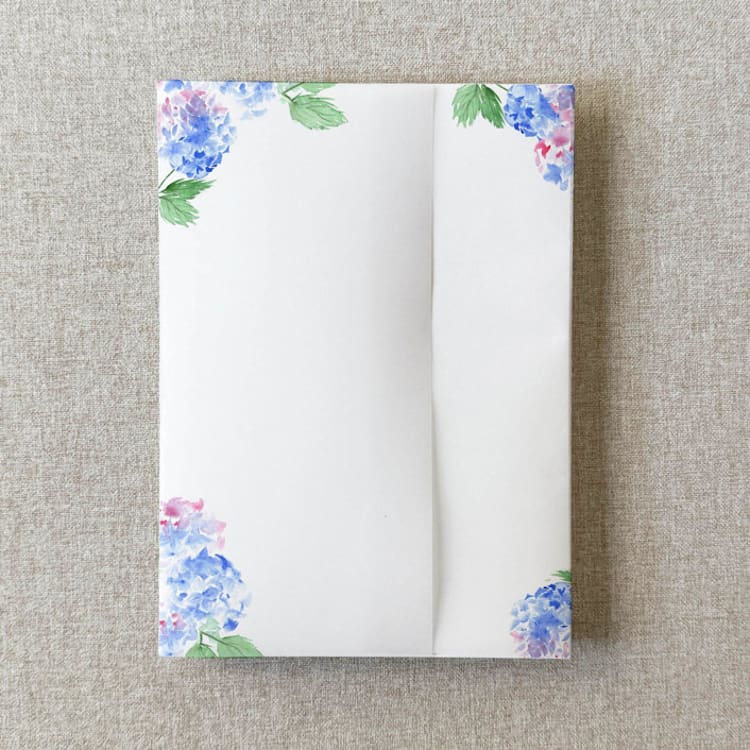 "Blue Floral Vellum Jacket for Wedding Invitations | A7 | Set of 10" - Invitation Jackets and Overlays in blue by Cotton and Bow