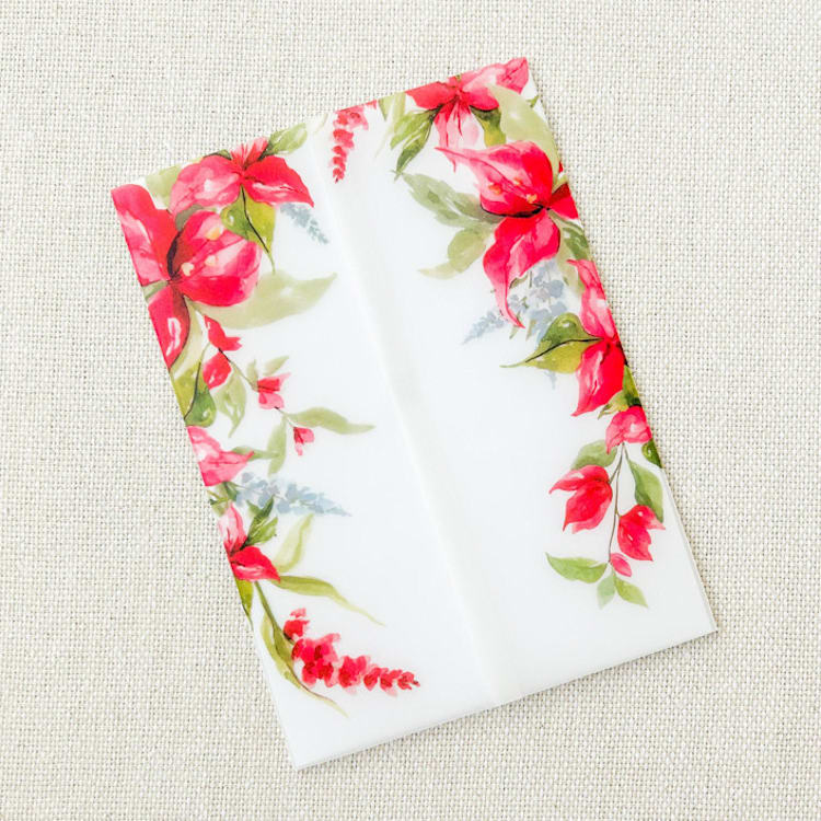 "Cascading Bougainvillea Vellum Jackets | Set of 10" - Invitation Jackets and Overlays in multicolor by Megan Tendler