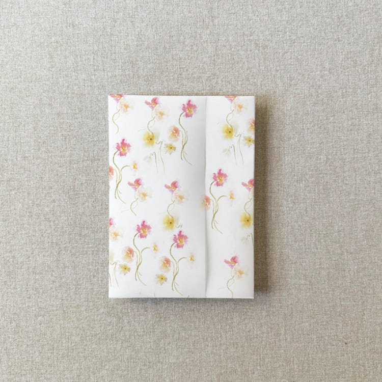 "Pink and Yellow Floral Vellum Jacket for Wedding Invitations | A7| Set of 10" - Invitation Jackets and Overlays in multicolor by Cotton and Bow
