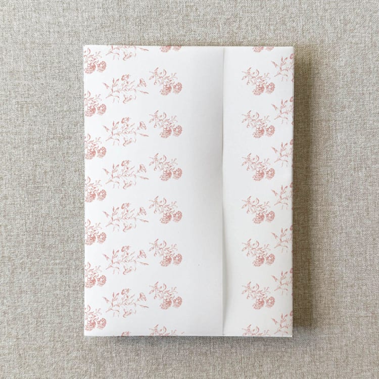 "Blush Pink Floral Vellum Jacket for Wedding Invitations | A7 | Set of 10" - Invitation Jackets and Overlays in pink by Cotton and Bow