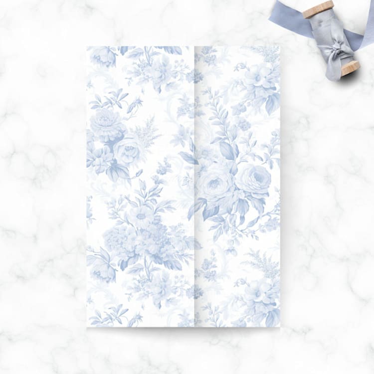 "French Blue Toile Vellum Jacket for Wedding Invitations & Cards (Set of 10)" - Invitation Jackets and Overlays in blue by Caroline Russo