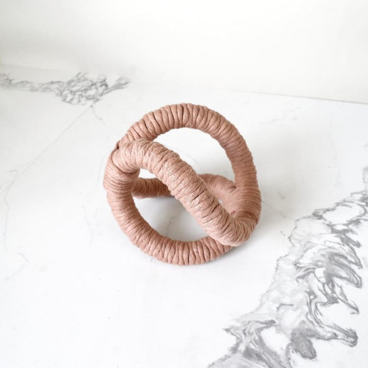 "Infinity Table Sculpture - Peach" - Original Sculpture in orange by Bharti Trivedi