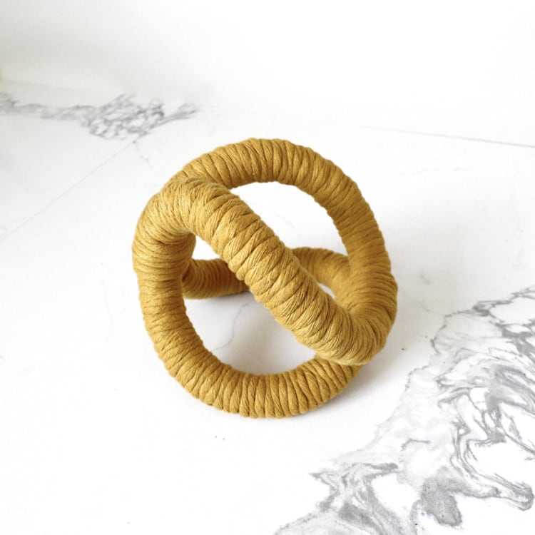 "Infinity loop in Mustard" - Original Sculpture in yellow by Bharti Trivedi