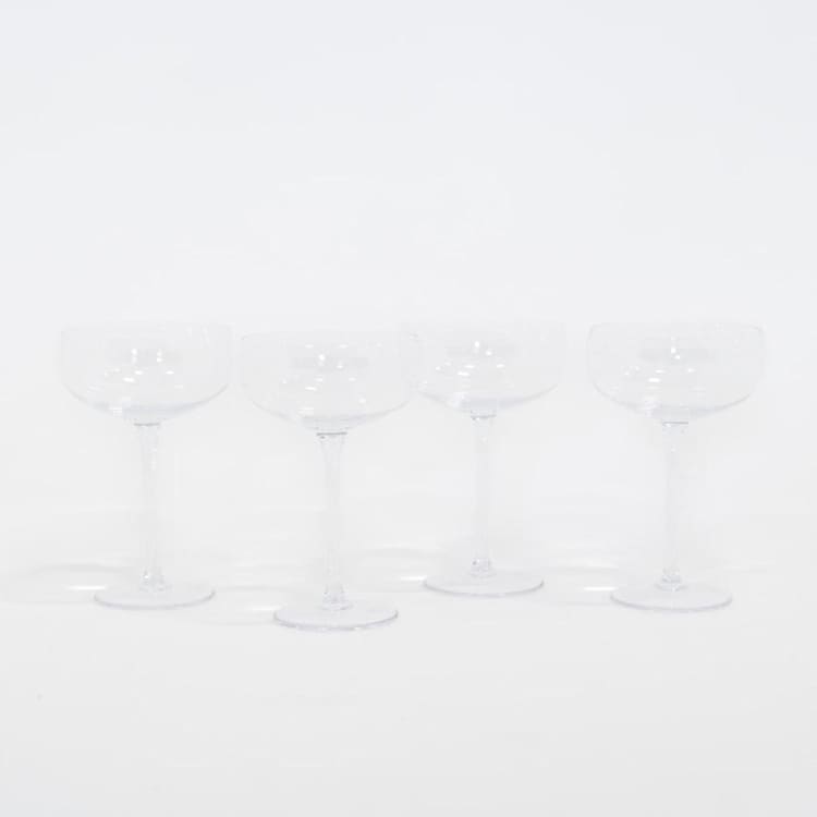"SET OF 4 - SIREN STEMWARE // CHAMPAGNE COUPE IN CLEAR" - Glassware in clear by borrowed BLU