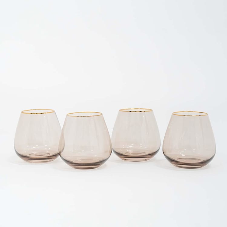 "SET OF 4 - SIREN STEMWARE // SHORT STEMLESS IN FAWN" - Glassware in brown by borrowed BLU
