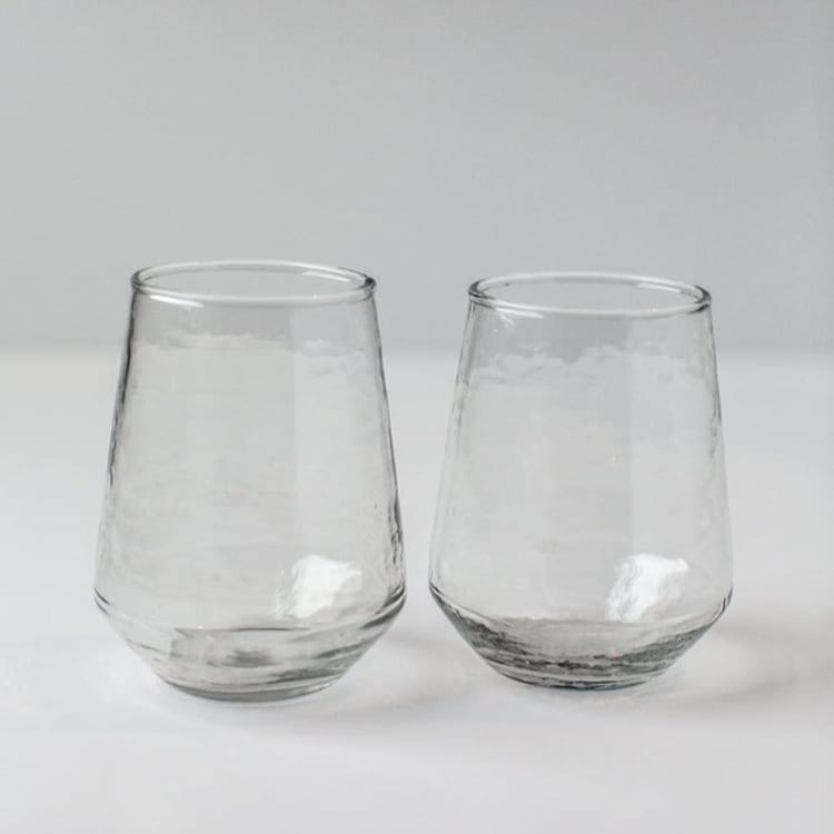 Handblown Hammered Glass Water Tumbler by Powered By People