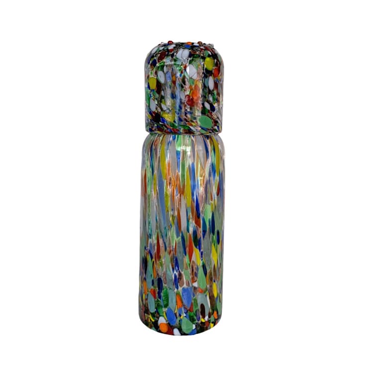 "Hand Blown Confetti Water Carafe + Glass Set | Made in Mexico - 20oz capacity" - Glassware in multicolorassorted-colors by Vanessa Sherwood