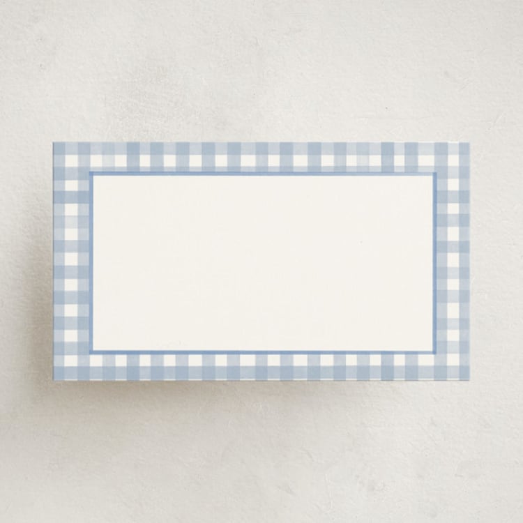 "Classic Gingham" - Mini Note Cards in Pond by Creo Study - Front